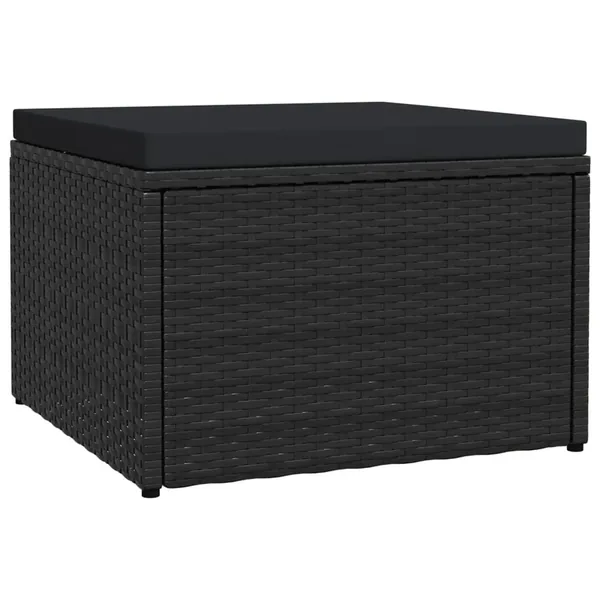 Tabouret de jardin avec coussin Noir Résine tressée