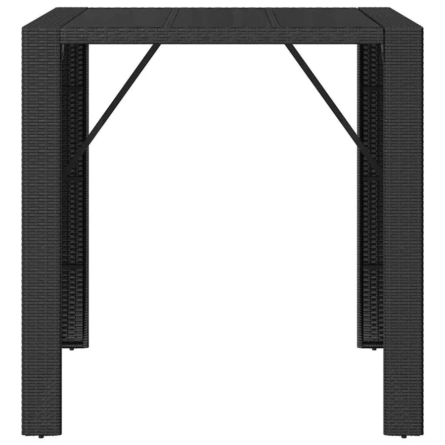 Table de bar et dessus en verre noir 105x80x110 cm poly rotin - 3