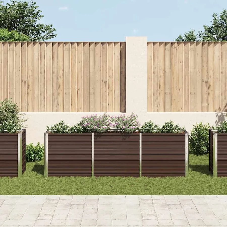Lit surélevé de jardin Acier galvanisé 240x40x77 cm Marron - 3