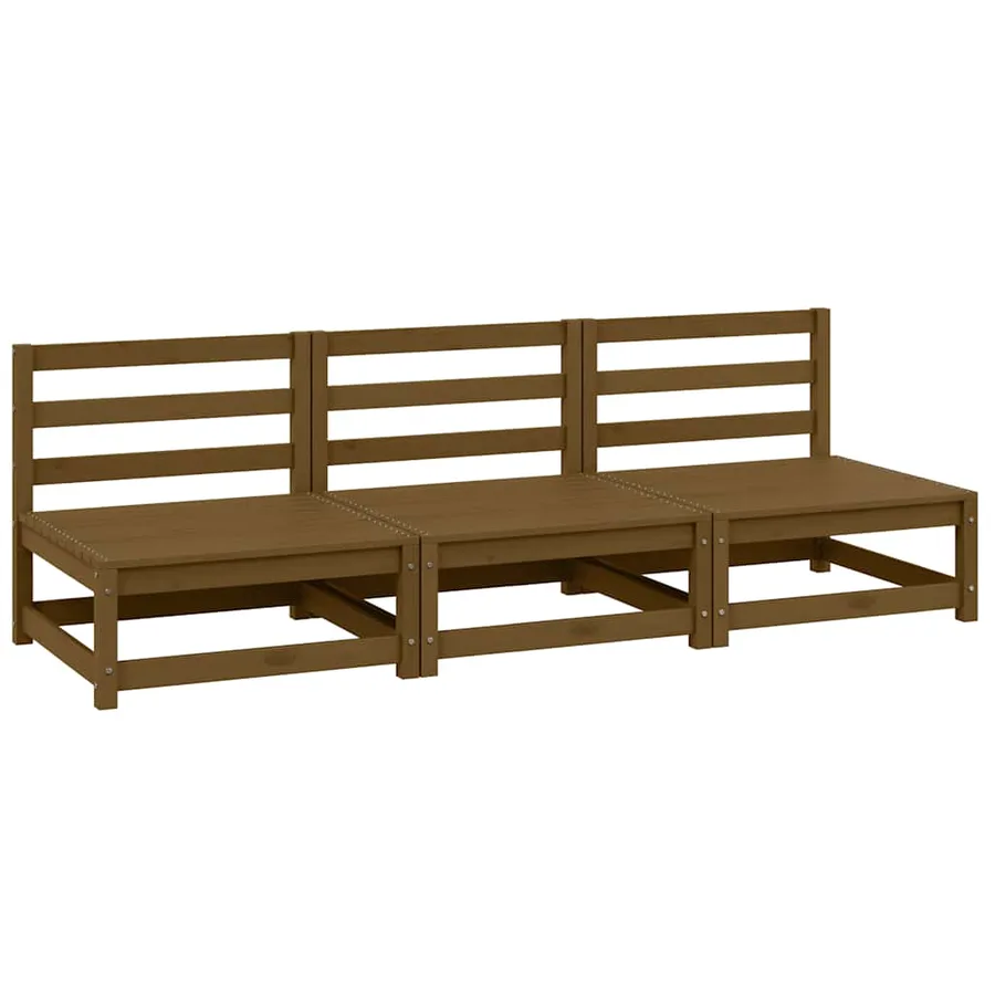 Canapés centraux de jardin 3 pcs marron miel bois de pin massif - 2