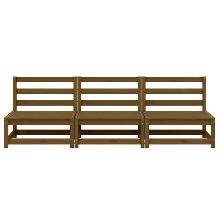 Canapés centraux de jardin 3 pcs marron miel bois de pin massif - 5