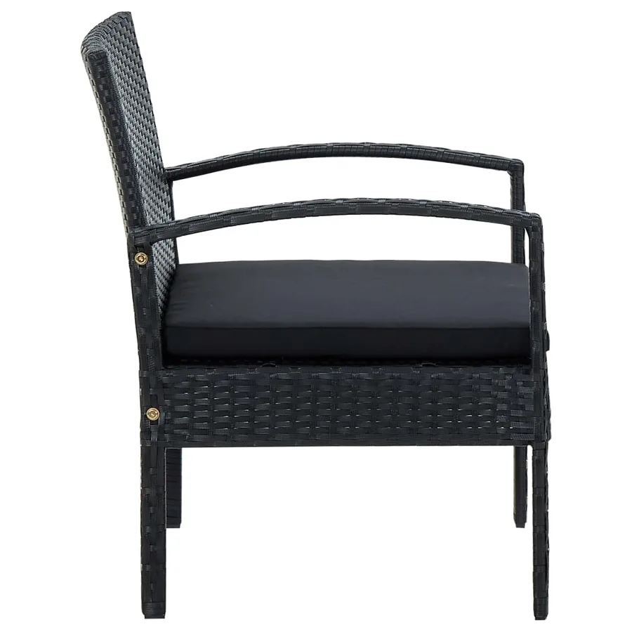 Chaise de jardin avec coussin Résine tressée Noir - 4
