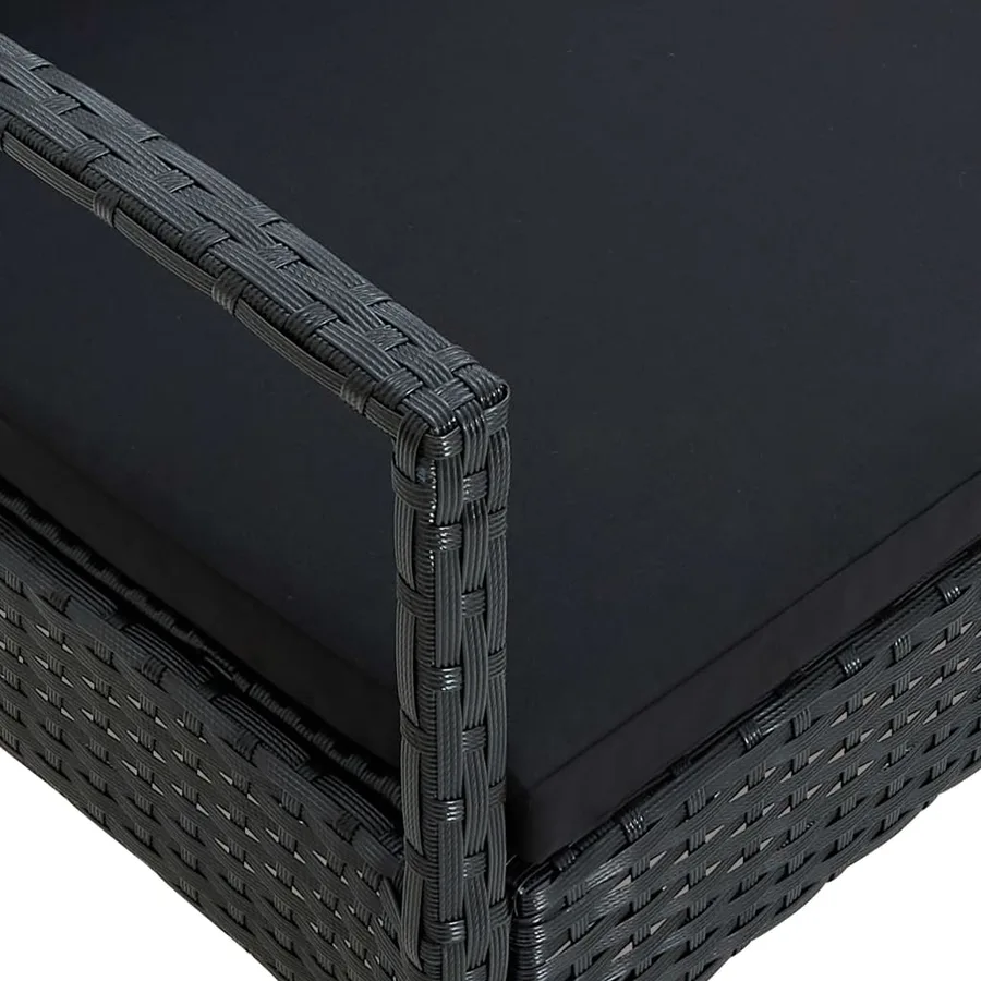 Chaise de jardin avec coussin Résine tressée Noir - 6