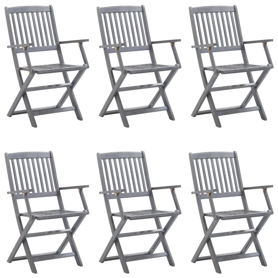 Chaises pliables d'extérieur lot de 6 et coussins Bois d'acacia - 2