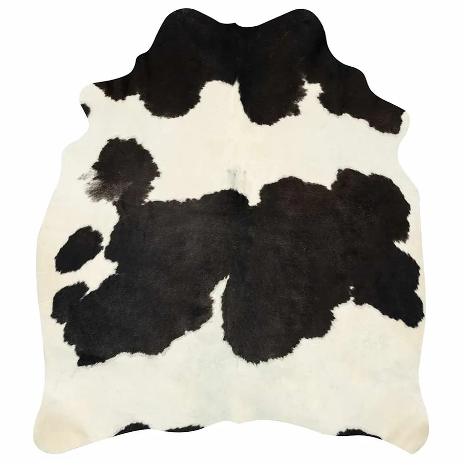 Tapis en peau de vache véritable Noir et blanc 150 x 170 cm - 7