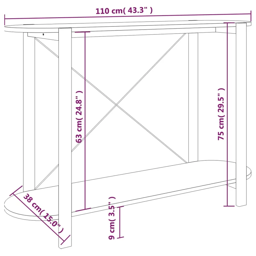 Table console 110x38x75 cm Bois d'ingénierie - 7