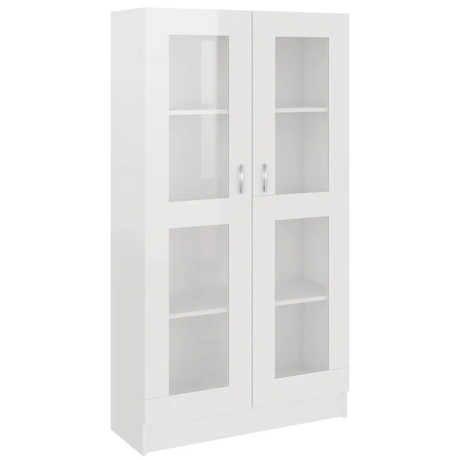 Armoire vitrine Blanc brillant 82,5x30,5x150 cm Bois ingénierie - 2