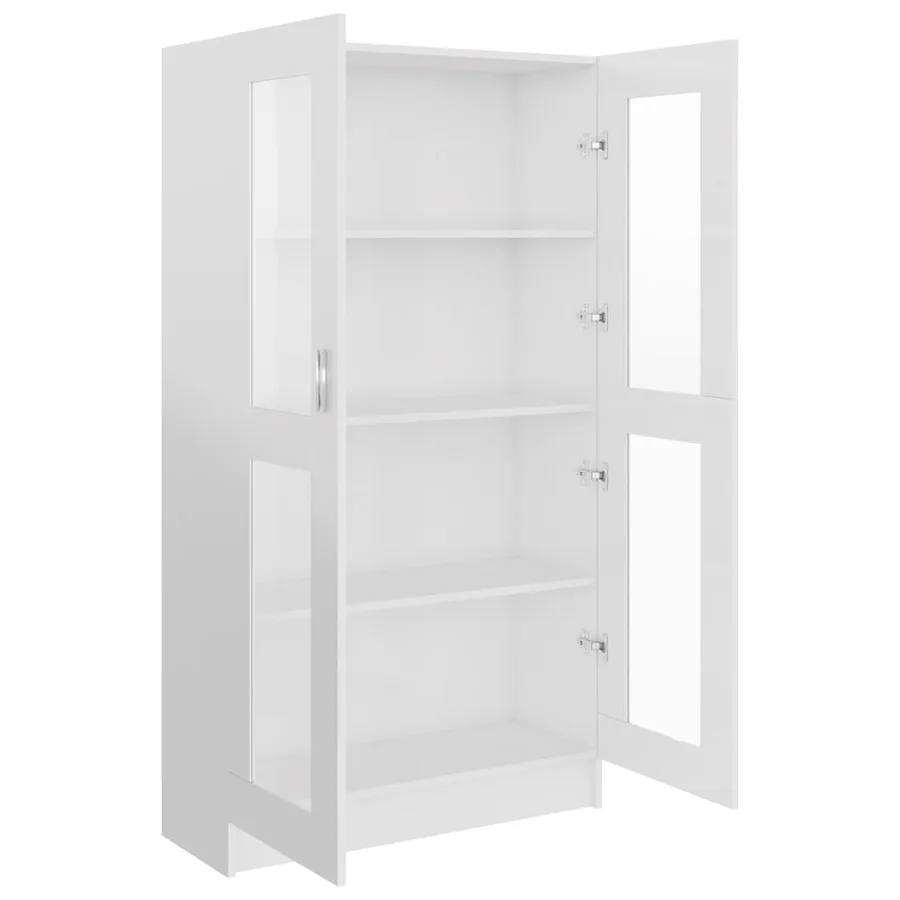 Armoire vitrine Blanc brillant 82,5x30,5x150 cm Bois ingénierie - 4
