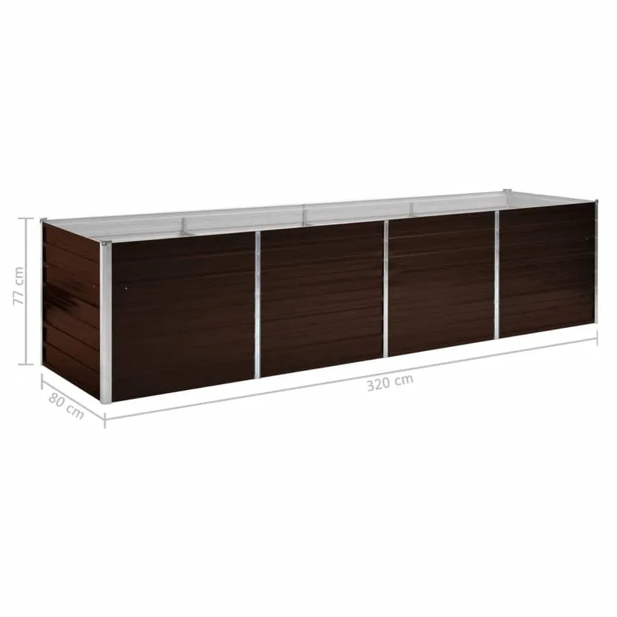 Lit surélevé de jardin Marron 320x80x77 cm Acier galvanisé - 8