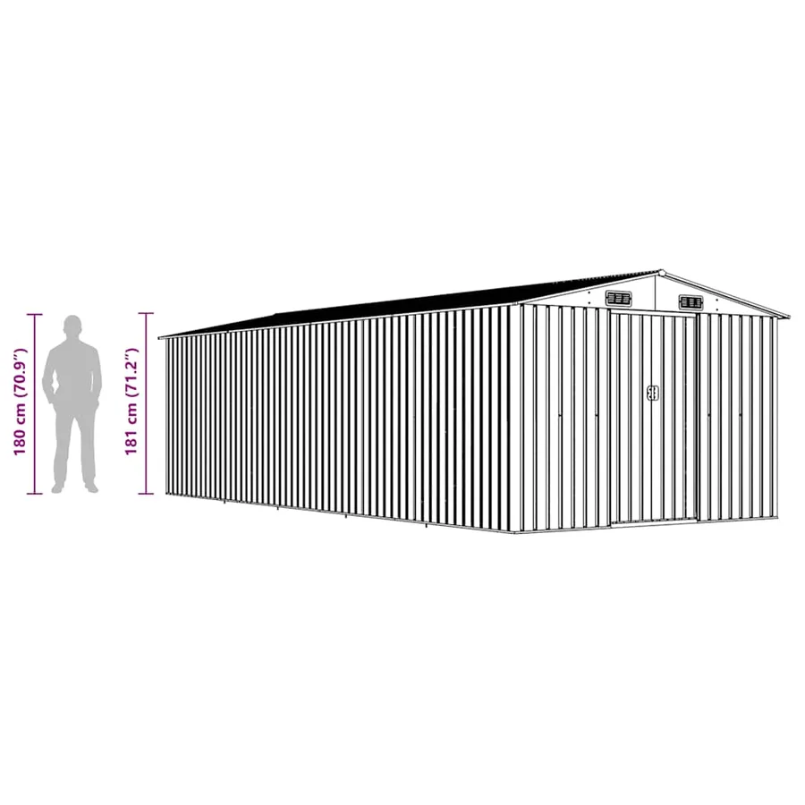 Abri de jardin 257x580x181 cm Métal Anthracite - 10