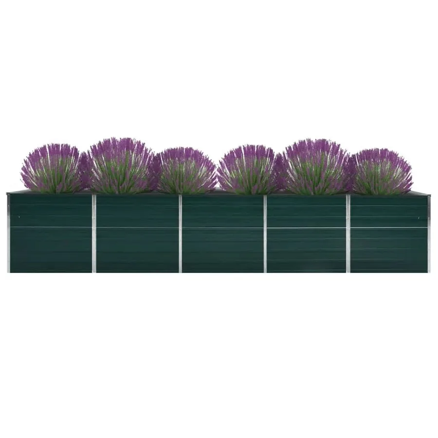 Lit surélevé de jardin Acier galvanisé 400x80x77 cm Vert - 2
