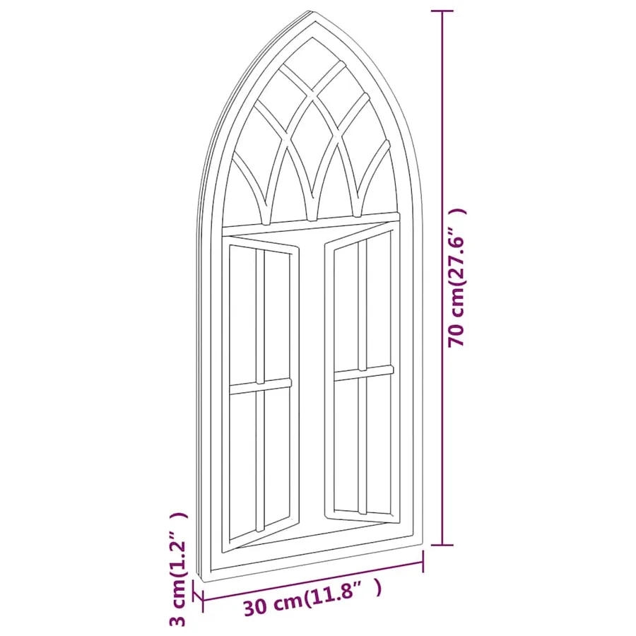 Miroir de jardin Noir 70x30 cm Fer pour utilisation extérieure - 6