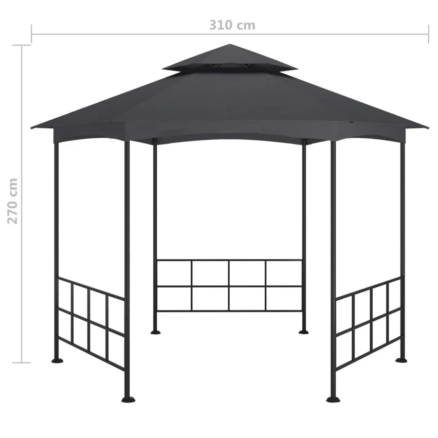 Belvédère avec parois 3,1x2,7 m Anthracite - 6