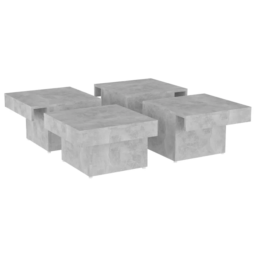 Table basse gris béton 90x90x28 cm bois d'ingénierie - 4
