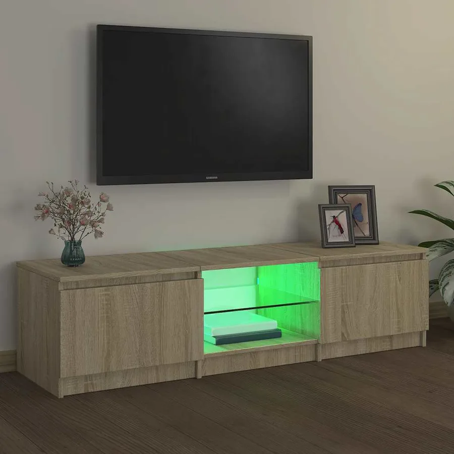 Meuble TV avec lumières LED chêne sonoma 140x40x36 cm - 3