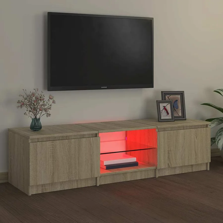 Meuble TV avec lumières LED chêne sonoma 140x40x36 cm - 5
