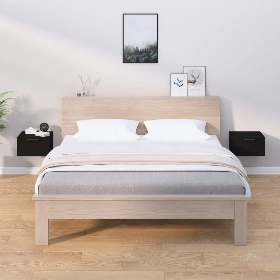 Tables de chevet murales 2 pcs noir 34x30x20 cm - 3