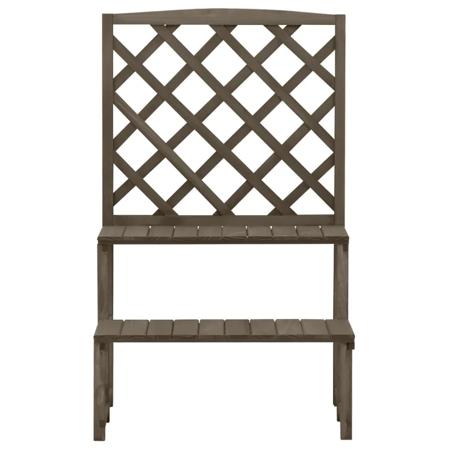 Support de plantes et treillis Gris 70x42x115 cm Bois de sapin - 2