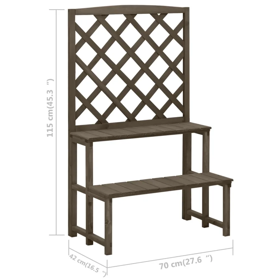 Support de plantes et treillis Gris 70x42x115 cm Bois de sapin - 6