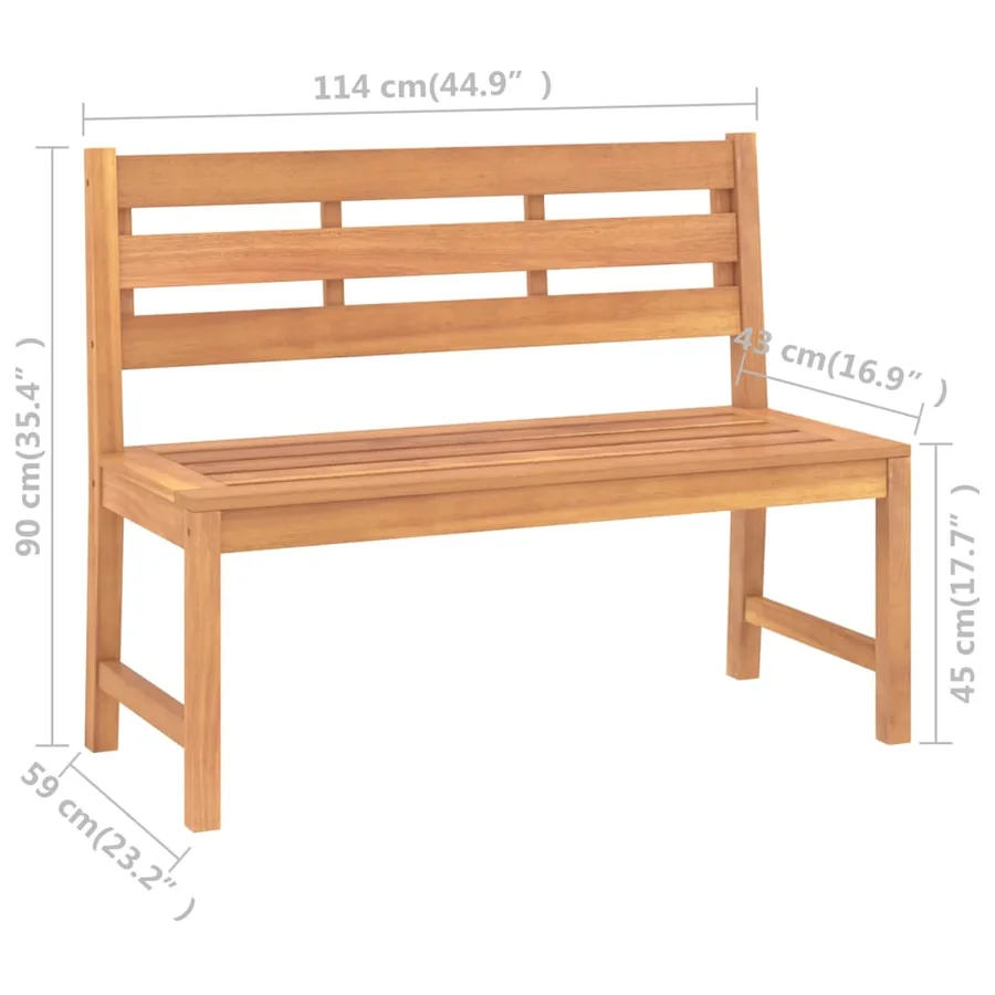 Banc de jardin 114 cm Bois de teck solide - 7