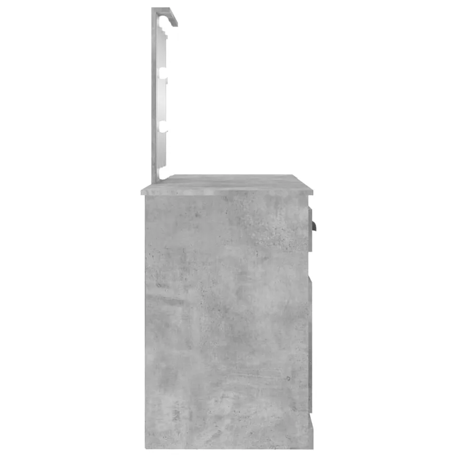 Coiffeuse avec LED gris béton 130x50x132,5 cm - 7