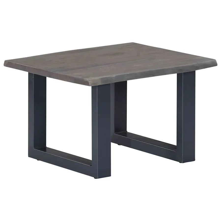 Table basse avec bord naturel Gris 60x60x40 cm Bois d'acacia - 10