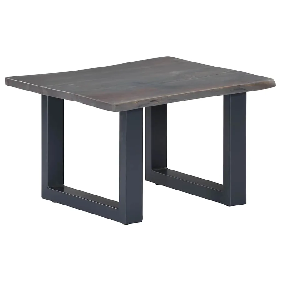 Table basse avec bord naturel Gris 60x60x40 cm Bois d'acacia - 11