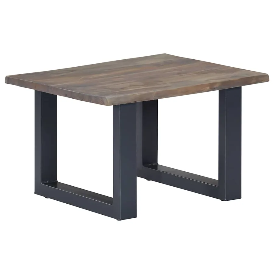 Table basse avec bord naturel Gris 60x60x40 cm Bois d'acacia - 12