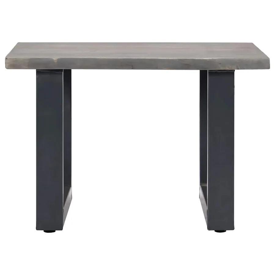 Table basse avec bord naturel Gris 60x60x40 cm Bois d'acacia - 2