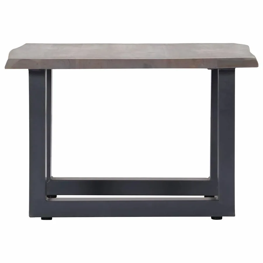Table basse avec bord naturel Gris 60x60x40 cm Bois d'acacia - 3