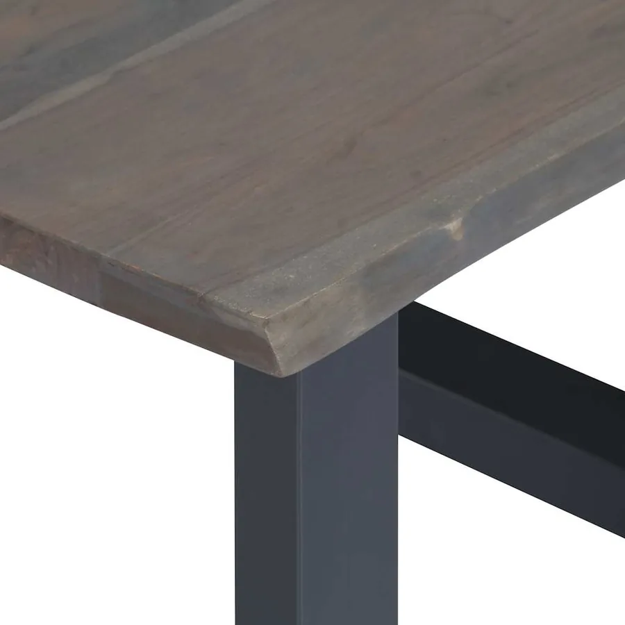 Table basse avec bord naturel Gris 60x60x40 cm Bois d'acacia - 5