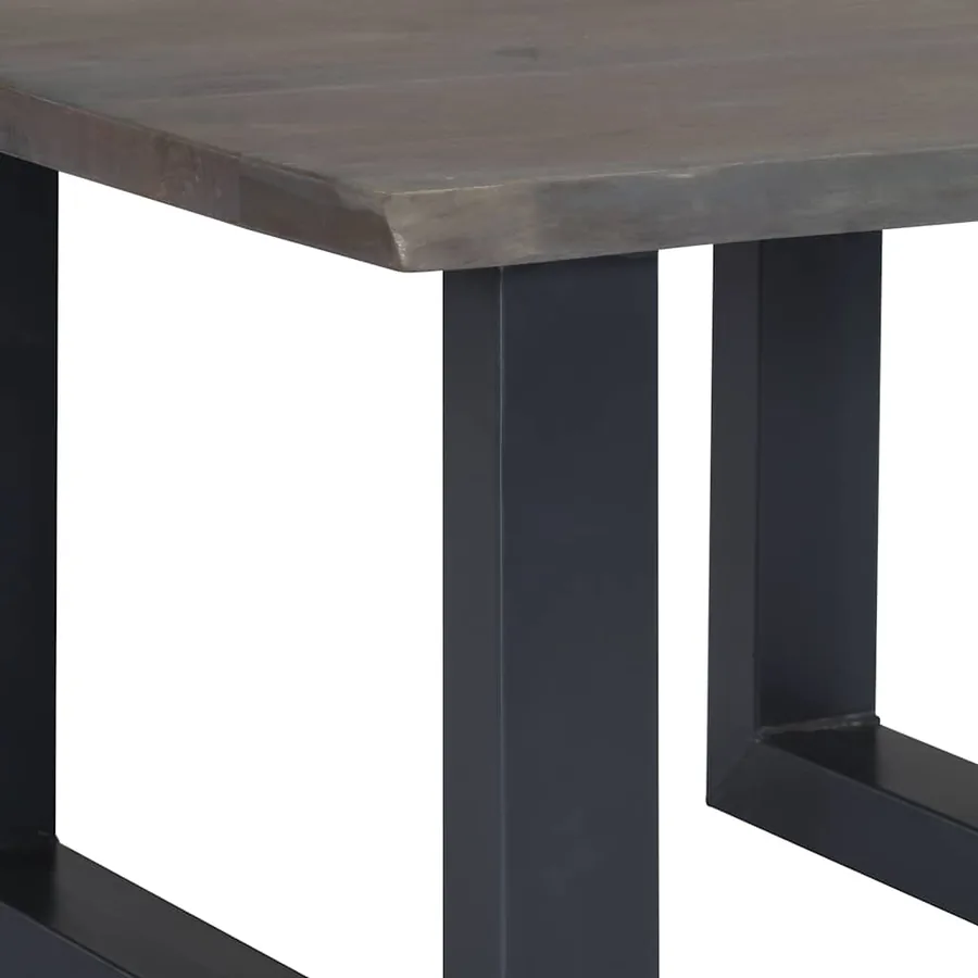 Table basse avec bord naturel Gris 60x60x40 cm Bois d'acacia - 6
