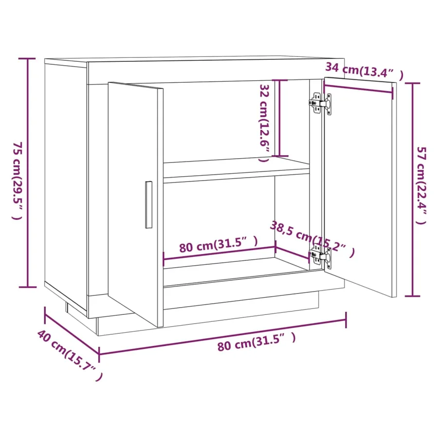 Buffet Blanc 80x40x75 cm Bois d'ingénierie - 9