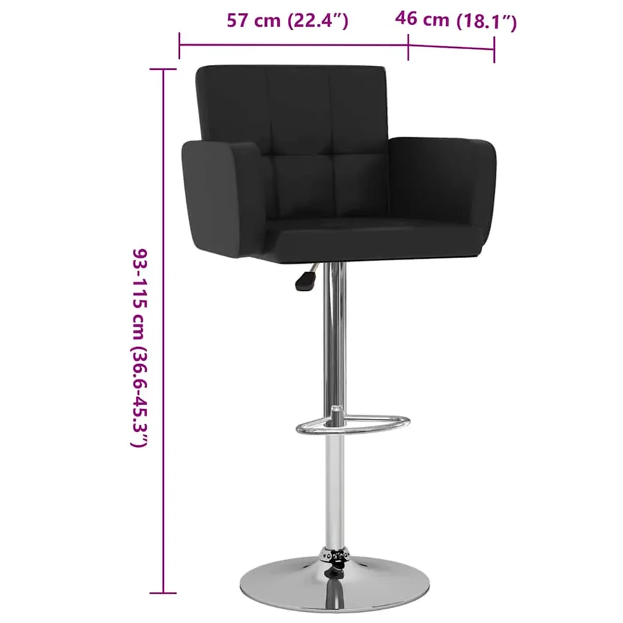 Tabourets de bar lot de 2 noir similicuir - 8