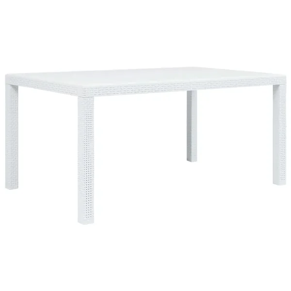 Table de jardin Blanc 150x90x72 cm Plastique Aspect de rotin