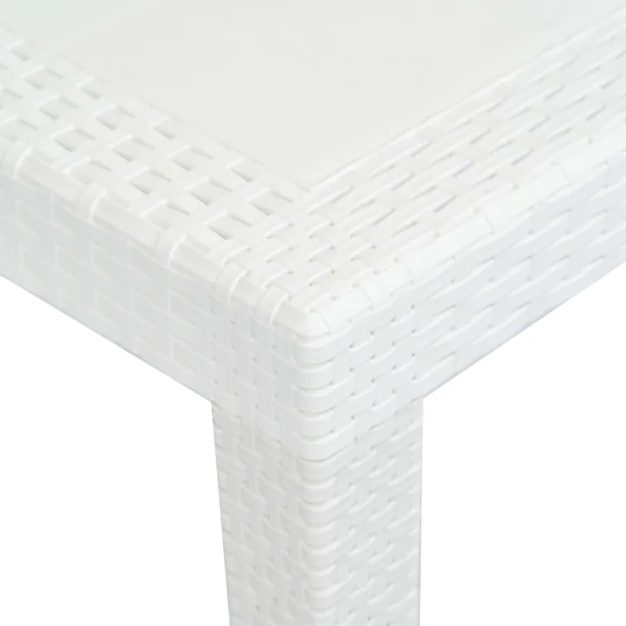 Table de jardin Blanc 150x90x72 cm Plastique Aspect de rotin - 3