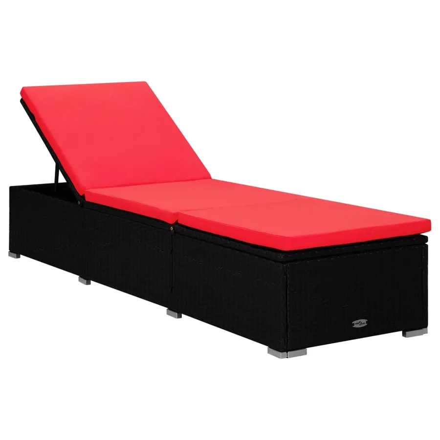 Chaise longue avec coussin et table à thé résine tressée marron - 17