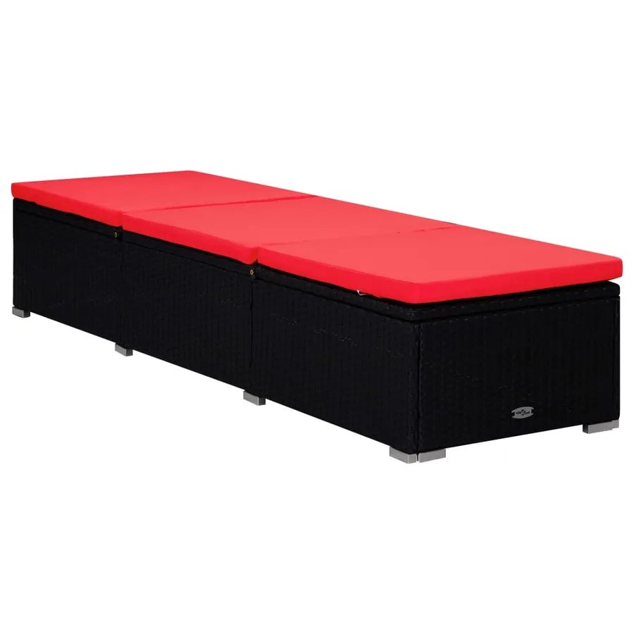 Chaise longue avec coussin et table à thé résine tressée marron - 18