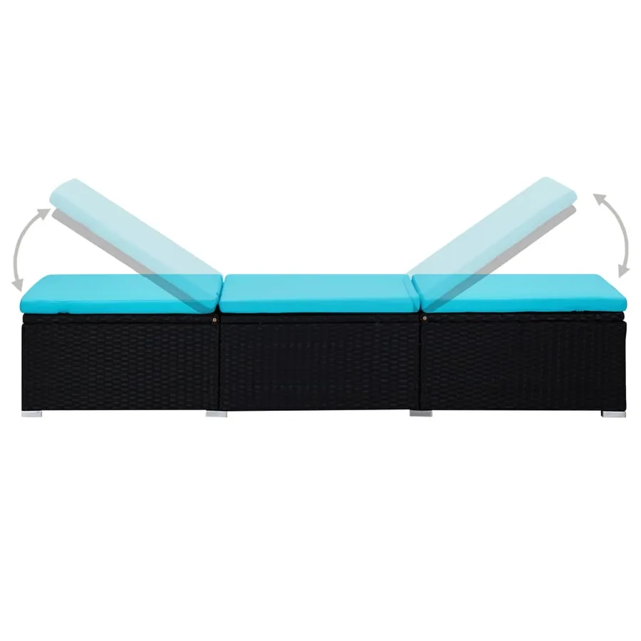Chaise longue avec coussin et table à thé résine tressée marron - 43