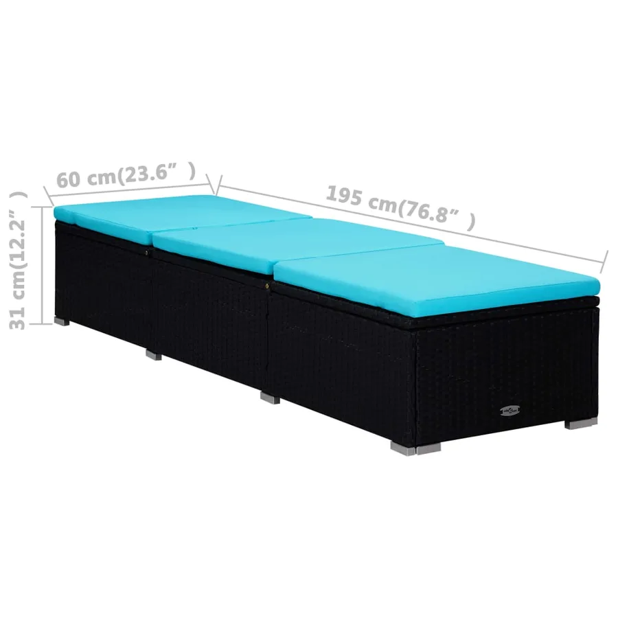 Chaise longue avec coussin et table à thé résine tressée marron - 47