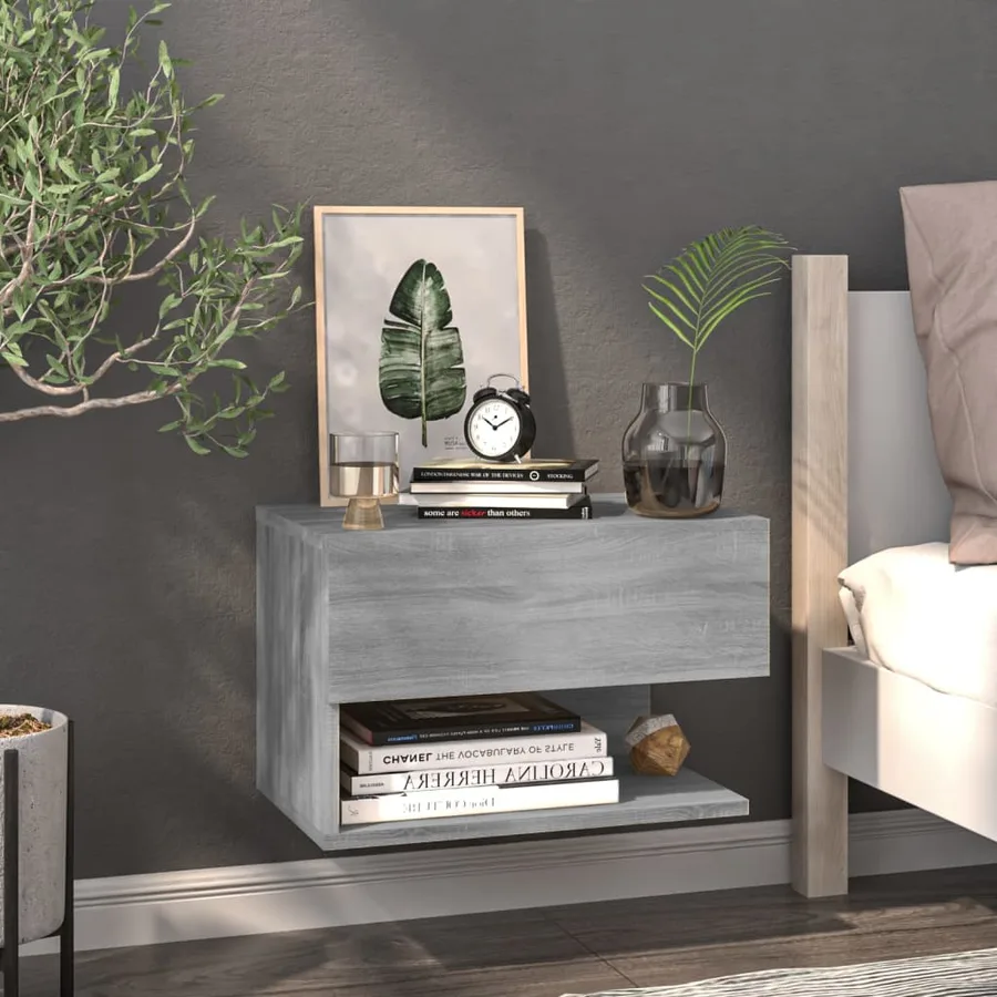 Tables de chevet murales 2 pcs Sonoma gris - 3