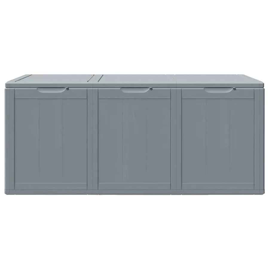 Boîte de rangement de jardin 270 L Gris PP aspect bois - 3