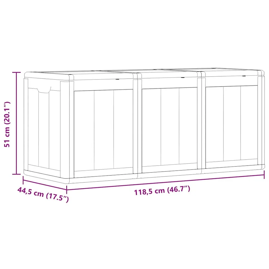 Boîte de rangement de jardin 270 L Gris PP aspect bois - 9