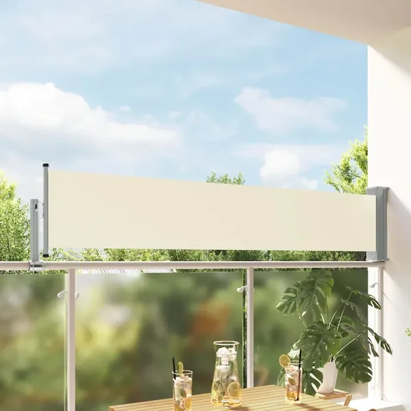 Auvent latéral rétractable de patio 60x300 cm Crème
