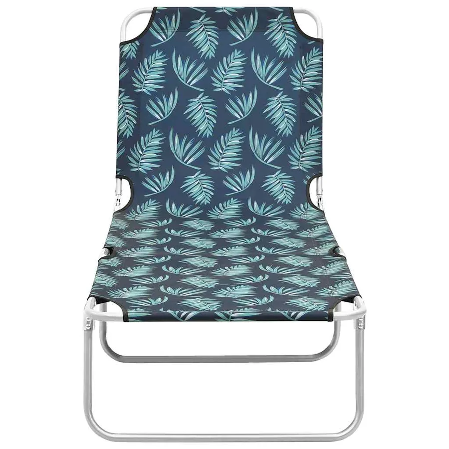 Chaise longue pliable acier et tissu motif de feuilles - 2
