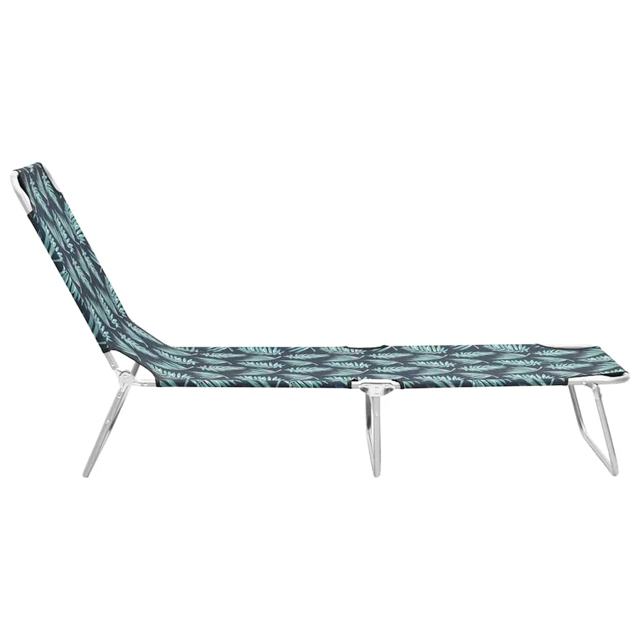 Chaise longue pliable acier et tissu motif de feuilles - 3