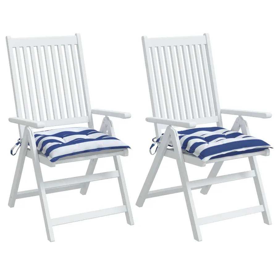 Coussins de chaise lot de 2 rayures bleues blanches 50x50x7 cm - 4