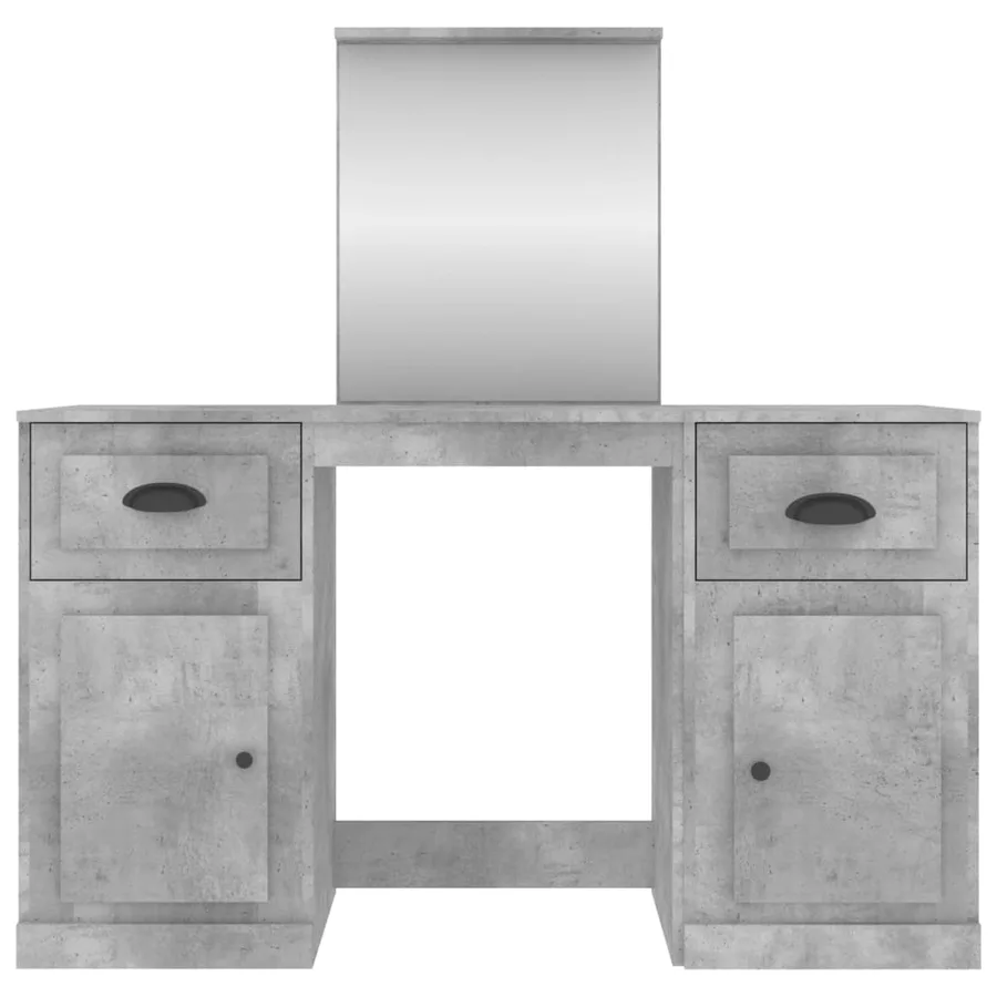 Coiffeuse avec miroir gris béton 130x50x132,5 cm - 6