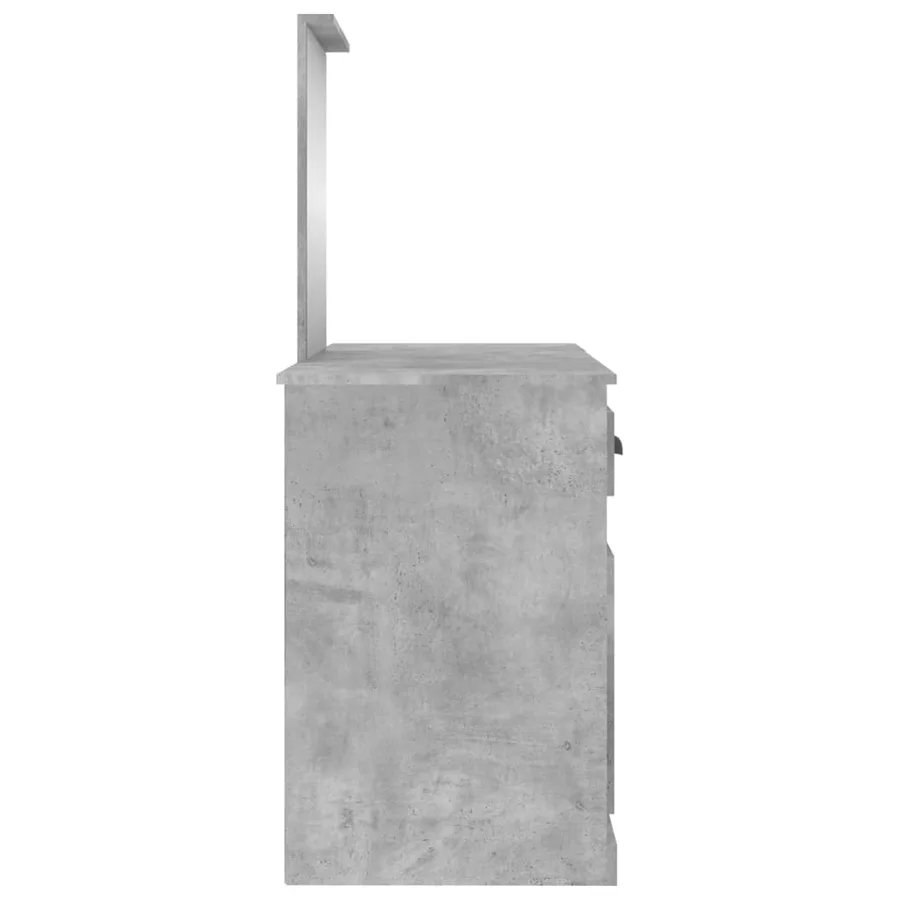 Coiffeuse avec miroir gris béton 130x50x132,5 cm - 7