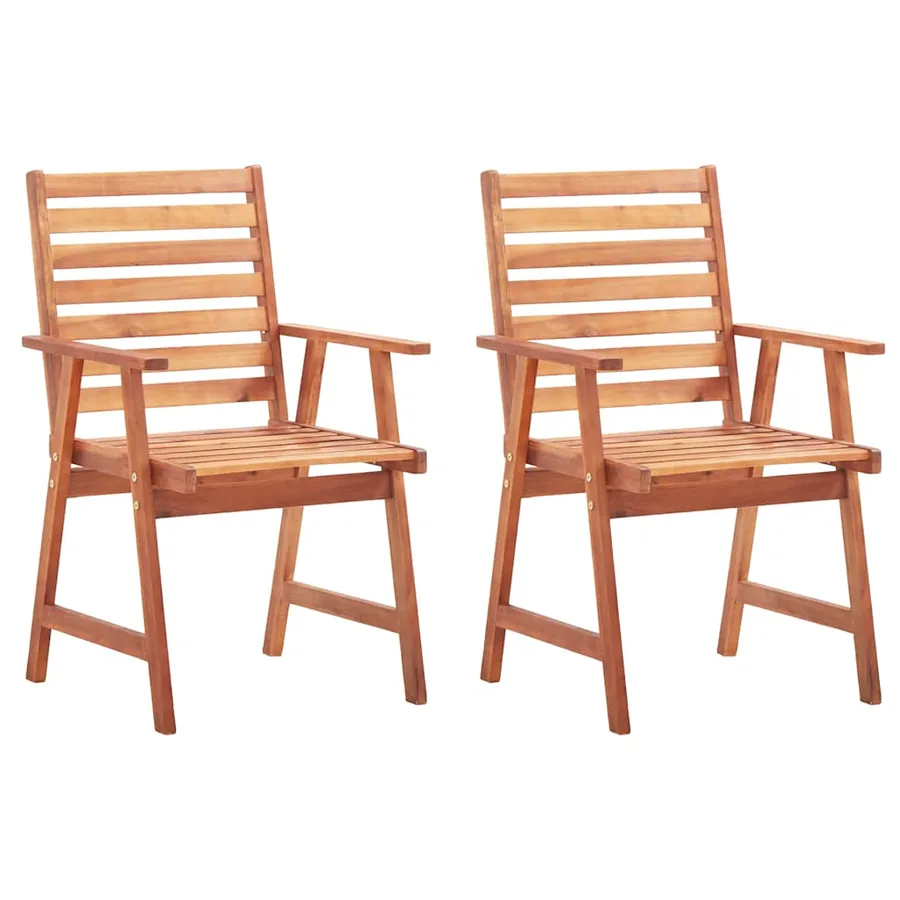 Chaises à manger d'extérieur lot de 2 et coussins Acacia massif - 2